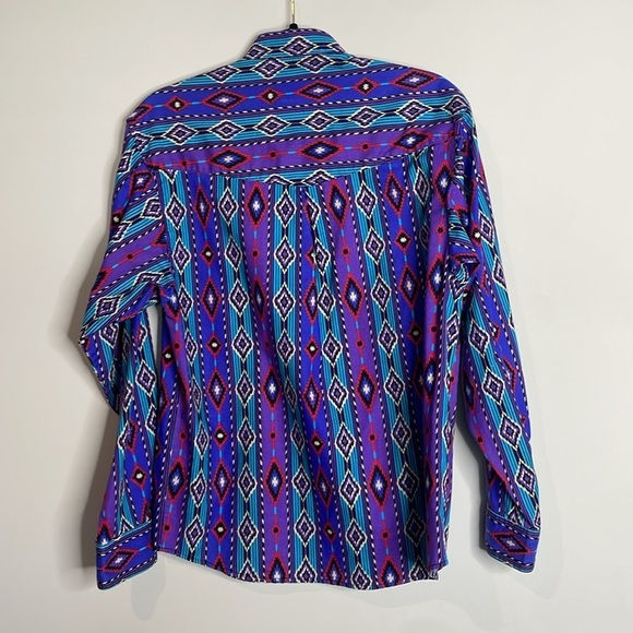 Frontier Series | Men’s Colorful Geometric Pattern Button Down Western Shirt M - Picture 4 of 5
